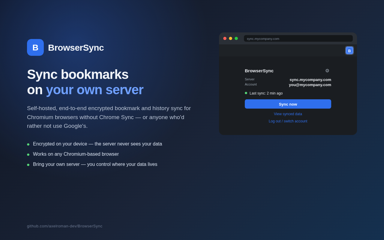 Captura de pantalla de la extensión BrowserSync